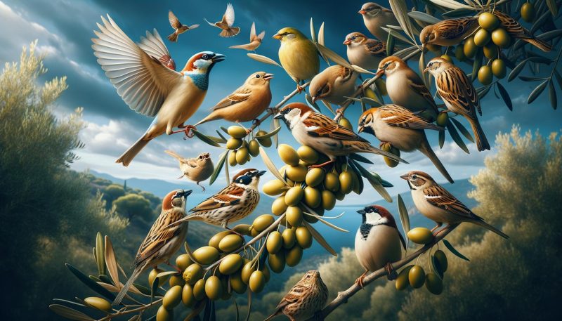 welke vogels eten olijven