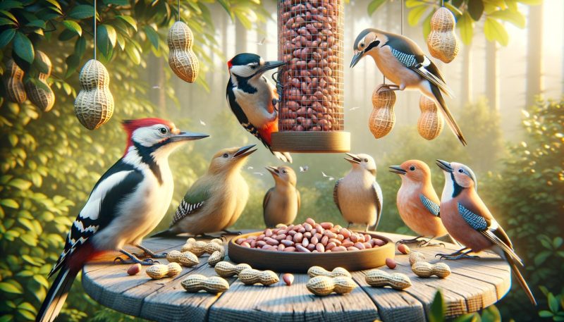 welke vogels eten pinda's