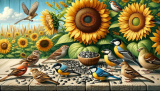welke vogels eten zonnebloempitten