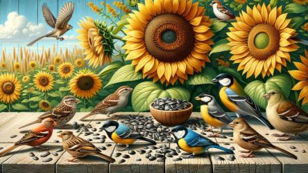 welke vogels eten zonnebloempitten